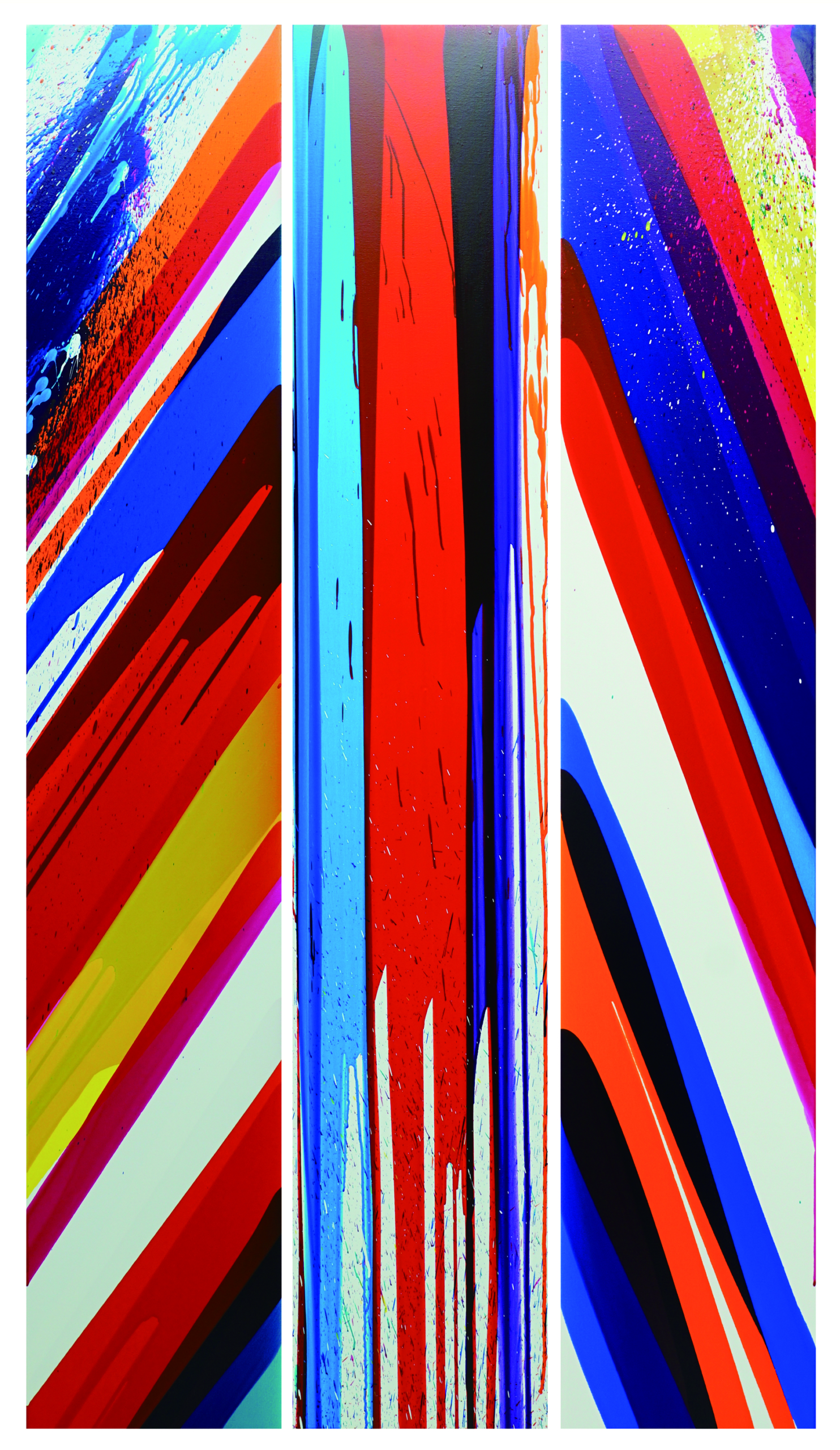 luminous dropping incline installation  2020 22040 triptych